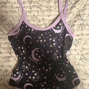 Sanrio Black and Purple Cat Print Camisole